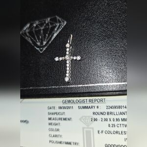 14K White Gold Diamond Cross Pendant | 0.25 CTW | Authentic | Colorless